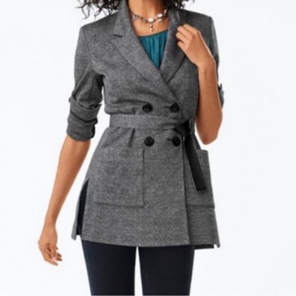 CAbi Jackets & Blazers - Cabi | Bond Blazer Gray Plaid Belted Double-Breasted Jacket Size Large